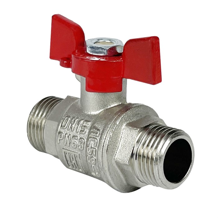 Кран шаровый VALFEX PREMIUM    1/2'' НАР/НАР, бабочка, никел. VF.219.NB1.012.PREMIUM - фото 16321