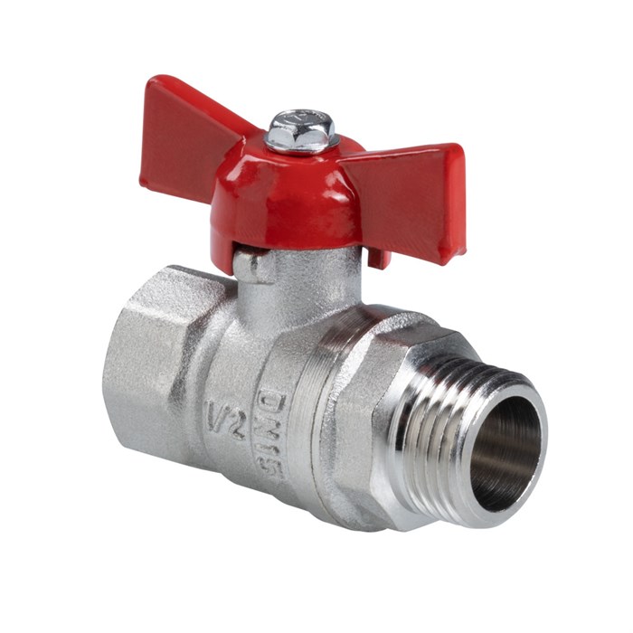 Кран шаровой VALTEC СТАНДАРТ, ГОСТ, рукоятка бабочка 1/2", вн.-нар. (PN40) VT.123.N.04 - фото 22354