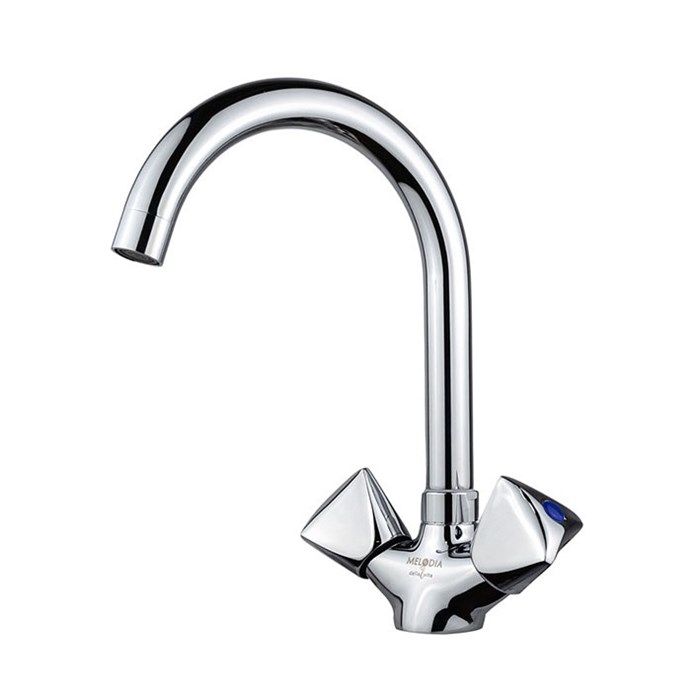 Смеситель для мойки MELODIA Lucia, высокий излив, кран-буксы резина, без гибкой подводки MDV32215