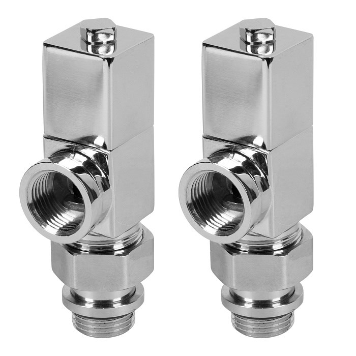 Набор дизайн-вентилей Royal Thermo CUBE, осевой (хром) 1/2" RTE 56.003