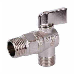 Кран шаровой угловой для бытовой техники 1/2'' х 1/2'' STOUT SVB-0059-001212