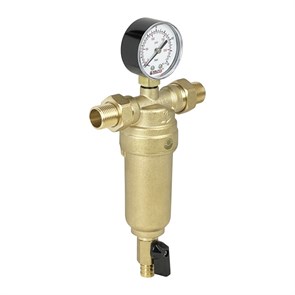 Фильтр промывной  3/4", с манометром, ЖЕЛТЫЙ без покрытия VALFEX VF.381.L.034