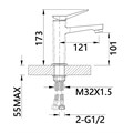 V423511G Смеситель для раковины VIEIR графит (Gun metal) V423511G
