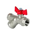 Кран шаровой VALFEX 1/2'' с фильтром, никель, рукоятка-бабочка (внутр.-внутр.) VF.293.NB1.012.N/P59
