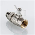 Кран шаровой Valtec BASE-ГОСТ с полусгоном   1/2" вн.-нар. с доп. уплотнением (белая рукоятка) VT.227S.NRW.04